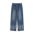 Ladies Rolling - Vintage Wash Wide Leg Jeans